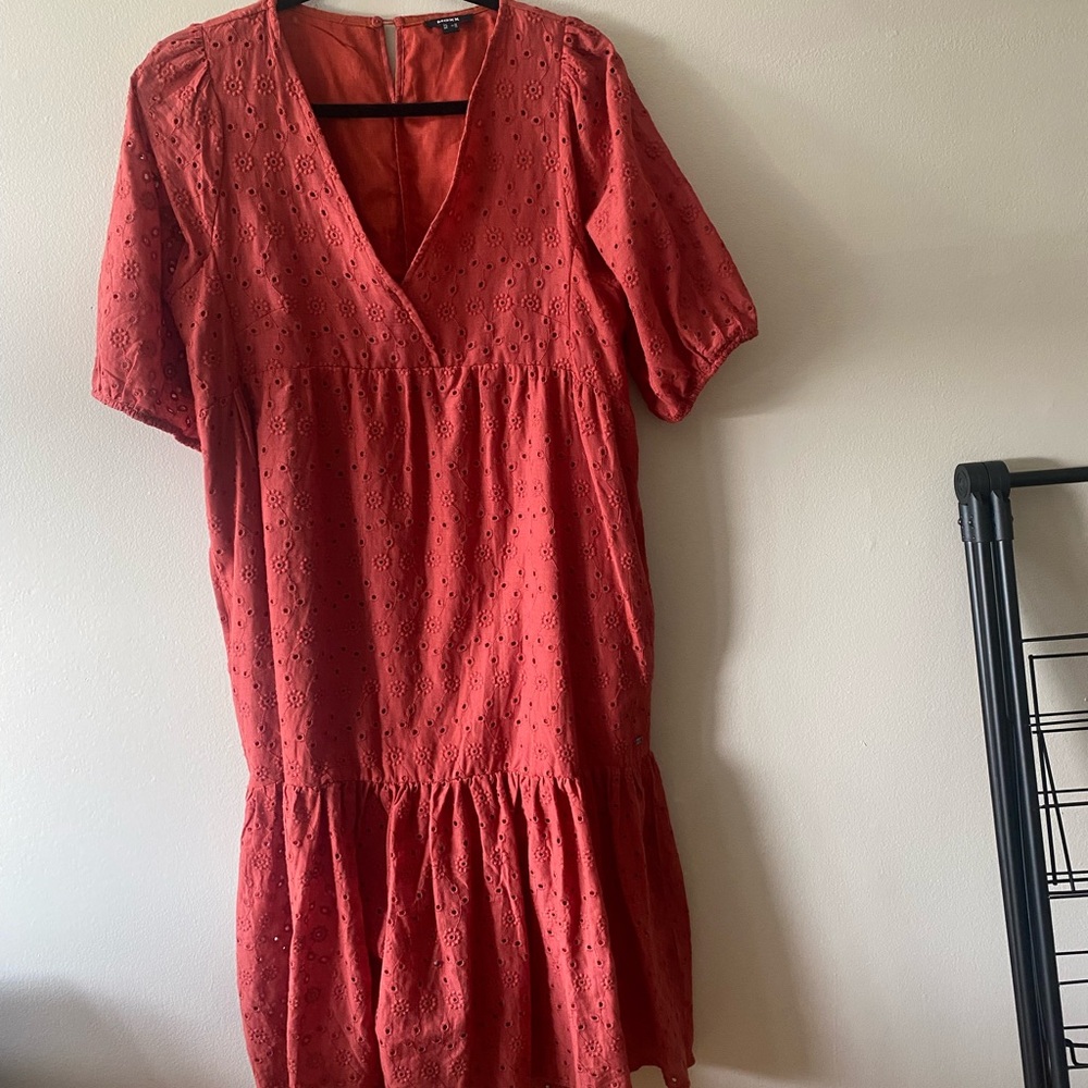 Mexx orange tiered & embroidered sundress